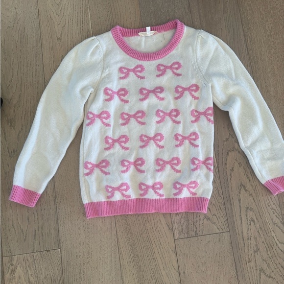 LoveShackFancy Other - LoveShackFancy Girls Daughtry Pullover Bow Print Sweater Size 12